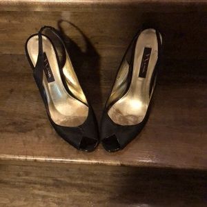 Nina New York open toes 3” high heels black color